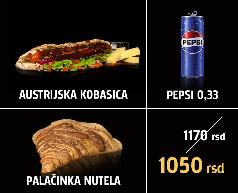 Fast food Havarija | Austrijska kobasica combo